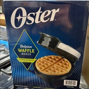 Oster Blue and Black Belgian Waffle Maker